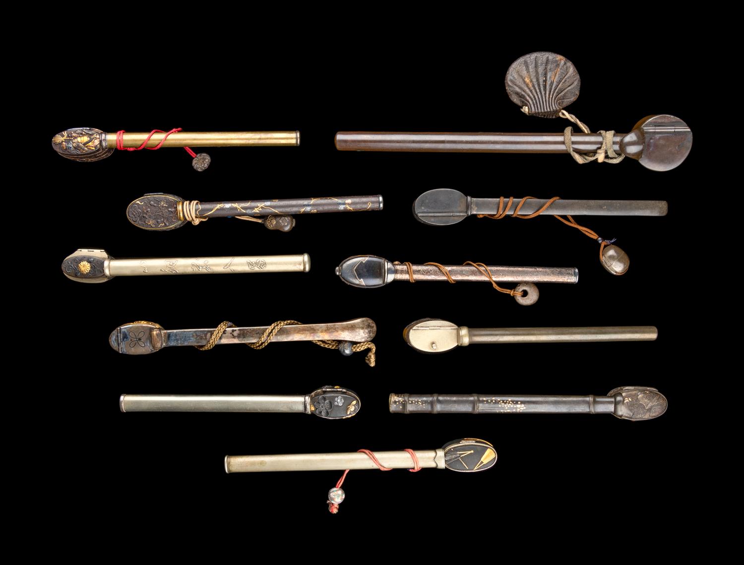 Eleven Japanese Mixed Metal Writing Sets, Yatate