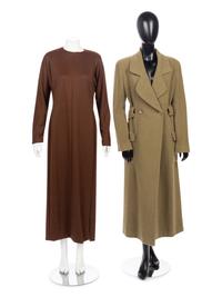 Three Designer Pieces: One Geoffrey Beene Two-Piece Ensemble, One Chloé Belted Angora Coat