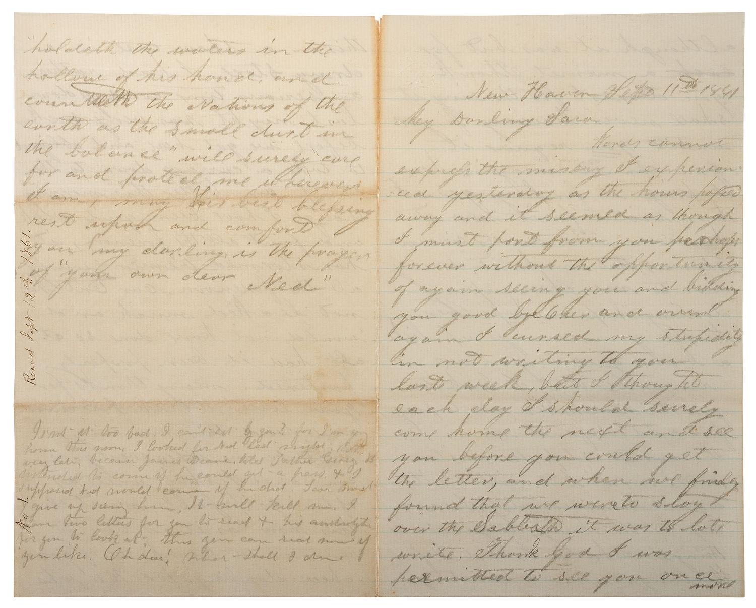 [CIVIL WAR]. War-date letters of Corporal Edwin J. Barden, 7th Regiment Connecticut Volunteer Infantry, combat soldier and later clerk at Headquarters Department of the South, Headquarters X Corps, and Headquarters US Army, Office of Chief Commissary.