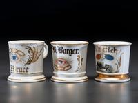 Three Oddfellows Porcelain Shaving Mugs