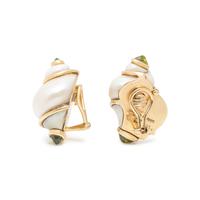 SEAMAN SCHEPPS, YELLOW GOLD, TURBO SHELL, AND PERIDOT EARRINGS