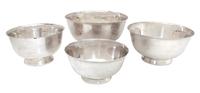 Four American Silverplate Revere Bowls Diameter of largest 8 3/4 inches.