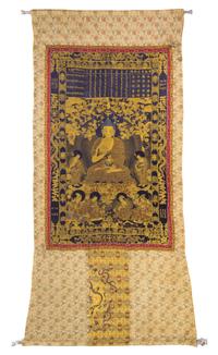 A Set of Seven Chinese Imperial Brocade Thangka QING DYNASTY Approximately 61 1/2 x 36 1/2 inches. — QING DYNASTY