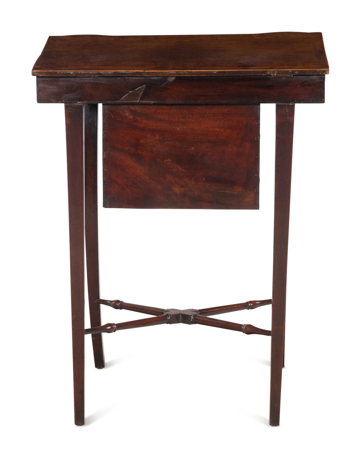 A Regency Satinwood Inlaid Mahogany Sewing Table