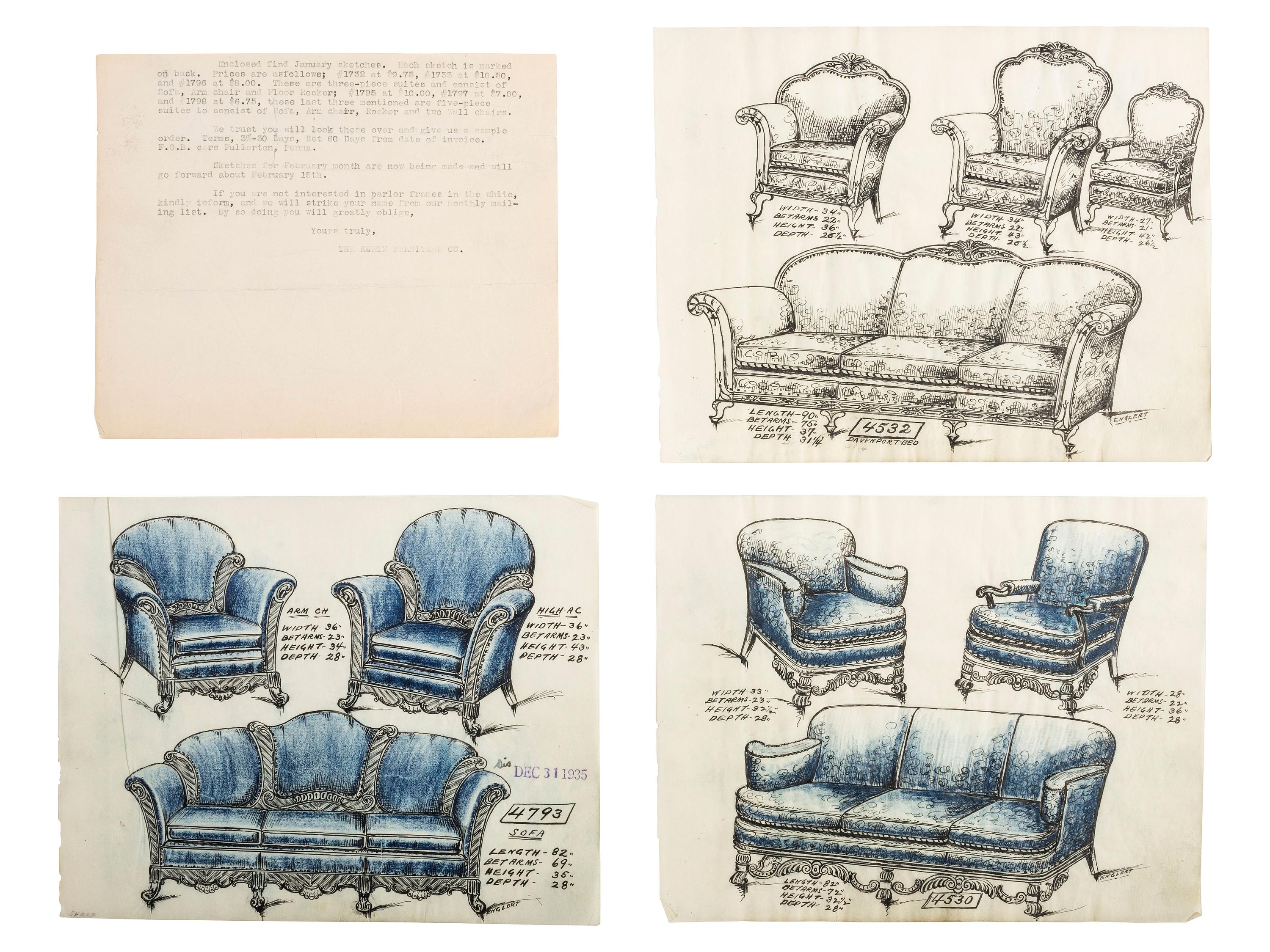 Portfolio of Parlor Furniture Drawings 1914-1923