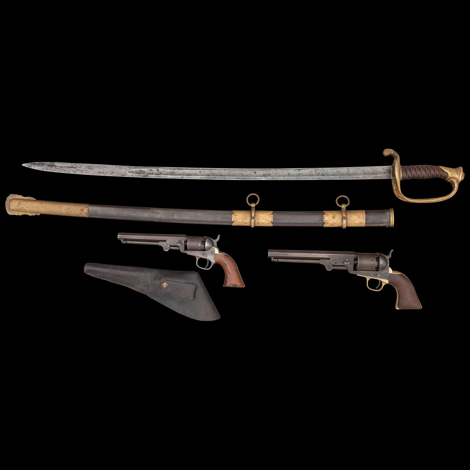 The Inscribed Sword, Colt 1851 Navy, & Colt 1849 Pocket Revolvers of Medal of Honor Recipient Capt. Samuel Hymer of the 115th Illinois Volunteers