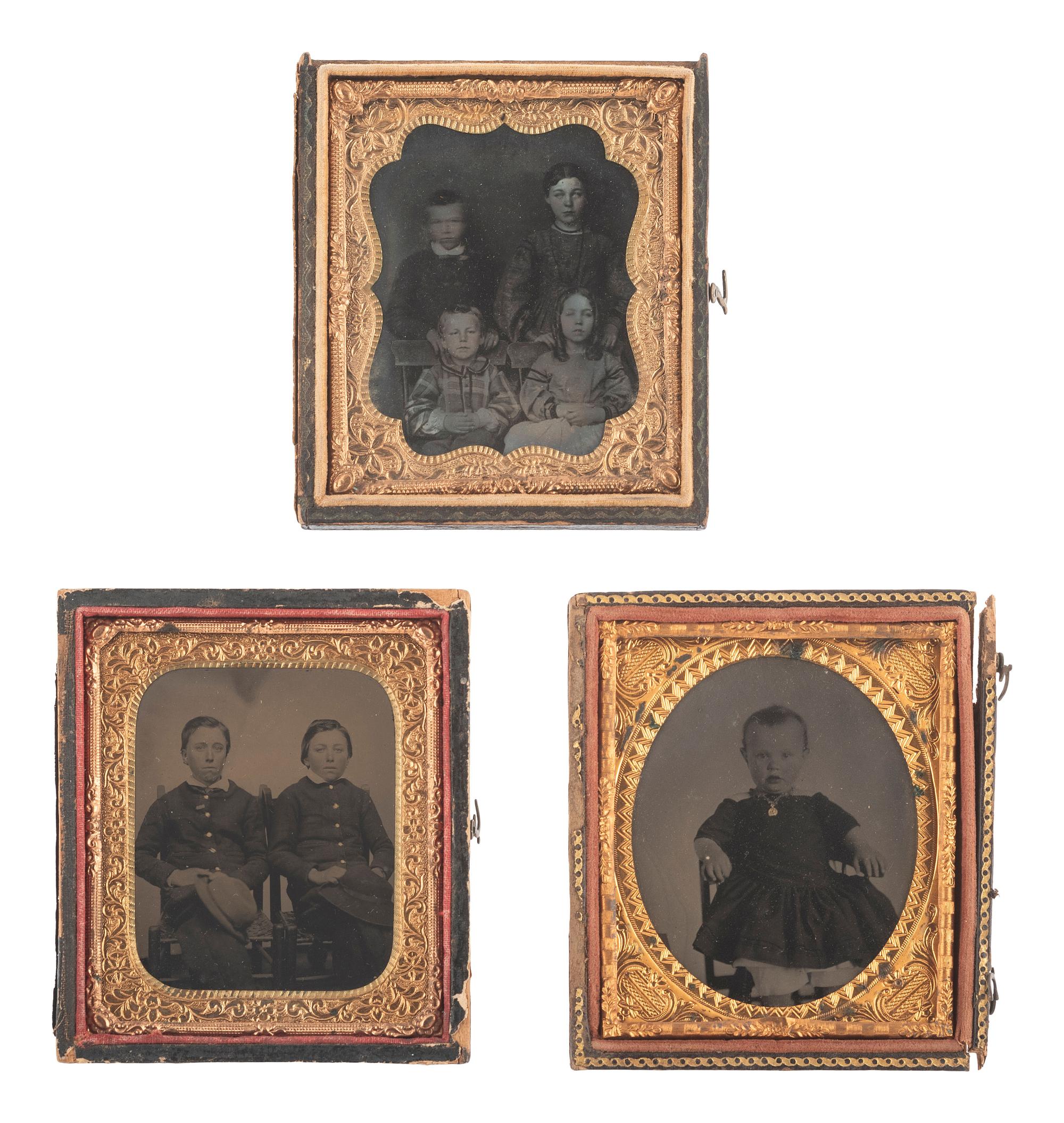 [EARLY PHOTOGRAPHY]. 23 sixth plate ambrotypes and tintypes of children.