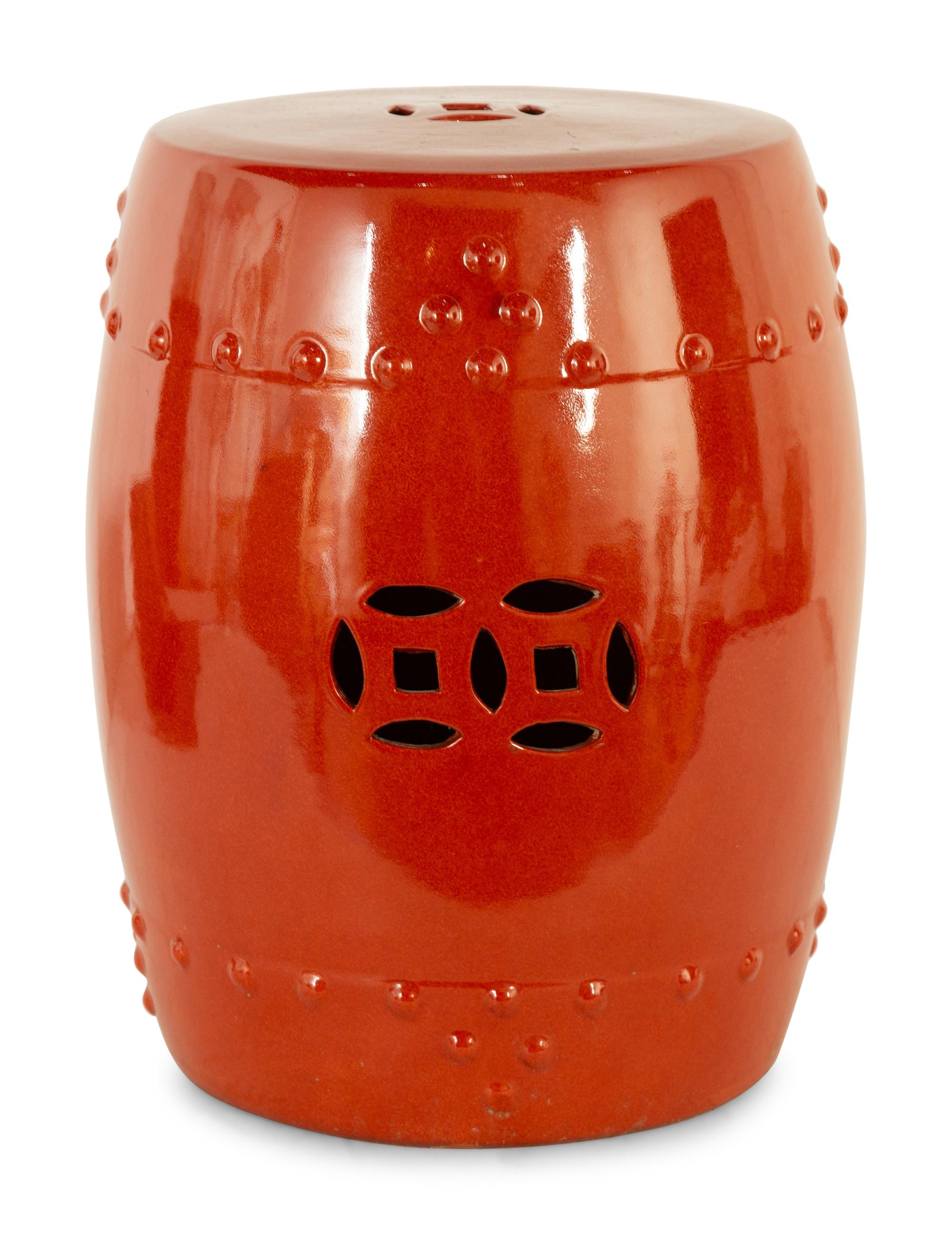 An Iron Red-Glazed Porcelain Garden Seat