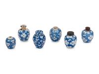A Collection of Six 'Hawthorne' Pattern Porcelain Jars