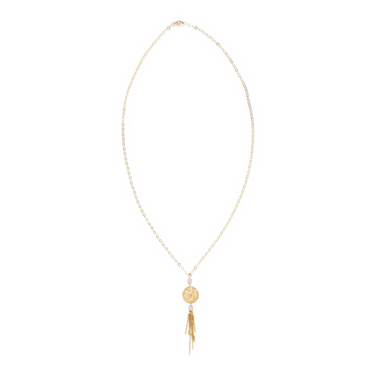 YELLOW GOLD AND DIAMOND PENDANT TASSEL NECKLACE