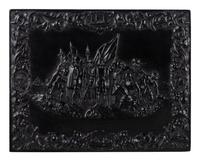 [EARLY PHOTOG.]. Landing of Columbus . Rare whole plate Union case containing ambrotype of a family.