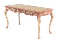 An Italian Baroque Style Pink and Cream Painted Center Table