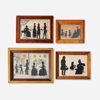 A group of four framed family silhouettes; Attributed to Thomas Pole (1753-1829), James S. Ellsworth (1802-1874), and others