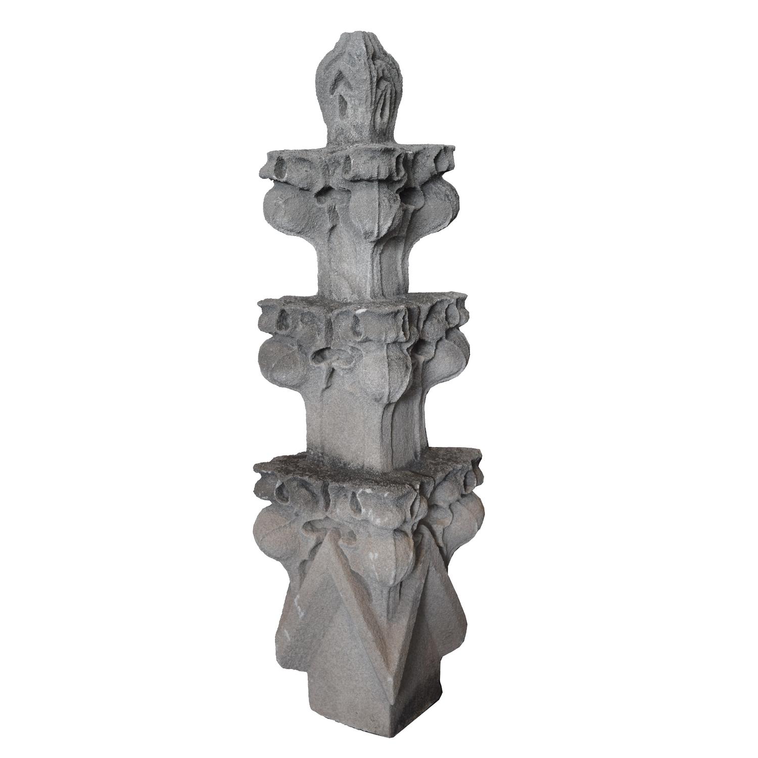A set of Six Carved Stone Finials 7" W x 7" D x 28" H — United States, Early 20th Century