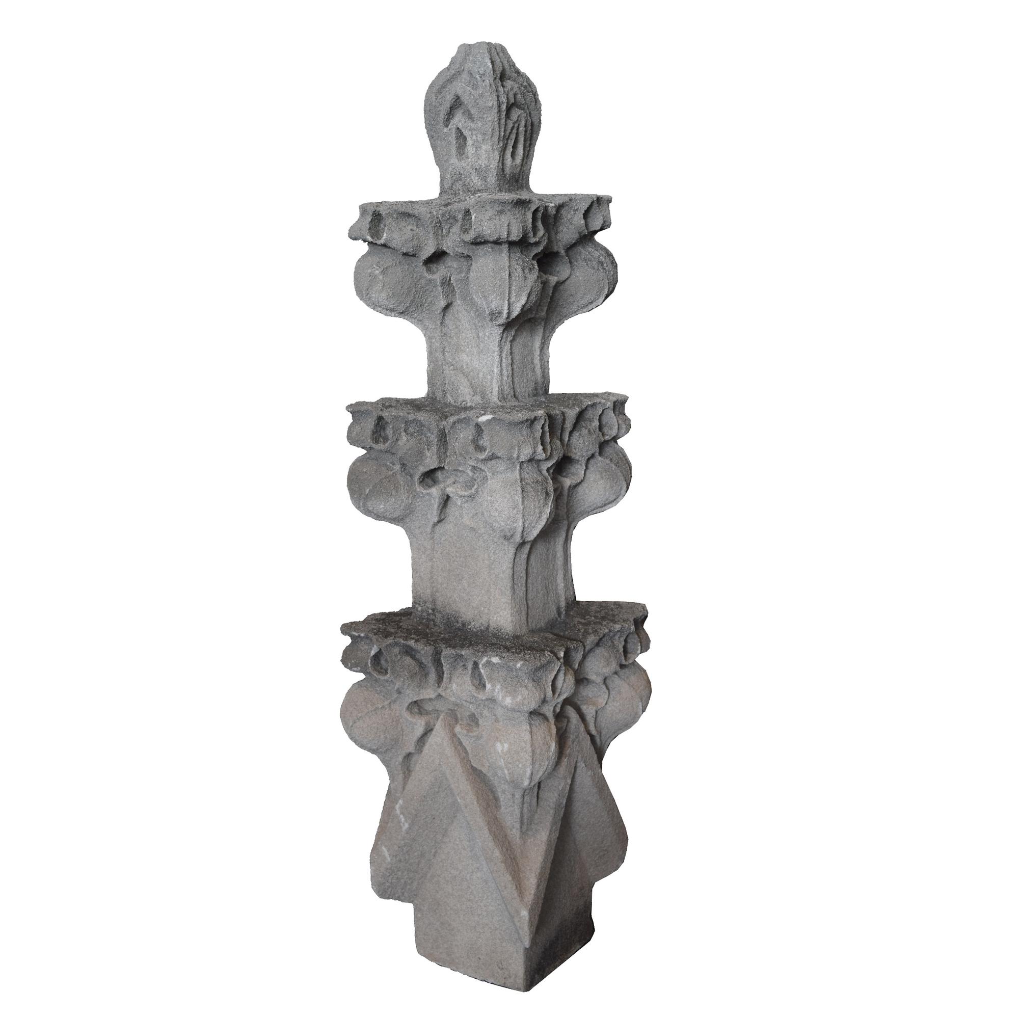 A set of Six Carved Stone Finials 7" W x 7" D x 28" H — United States, Early 20th Century
