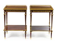 A Near Pair of Louis XVI Style Gilt Bronze Mounted Mahogany Occasional Tables Height 30 x width 21 7/8 x depth 14 inches. — POSSIBLY PAUL SORMANI, PARIS, CIRCA 1900