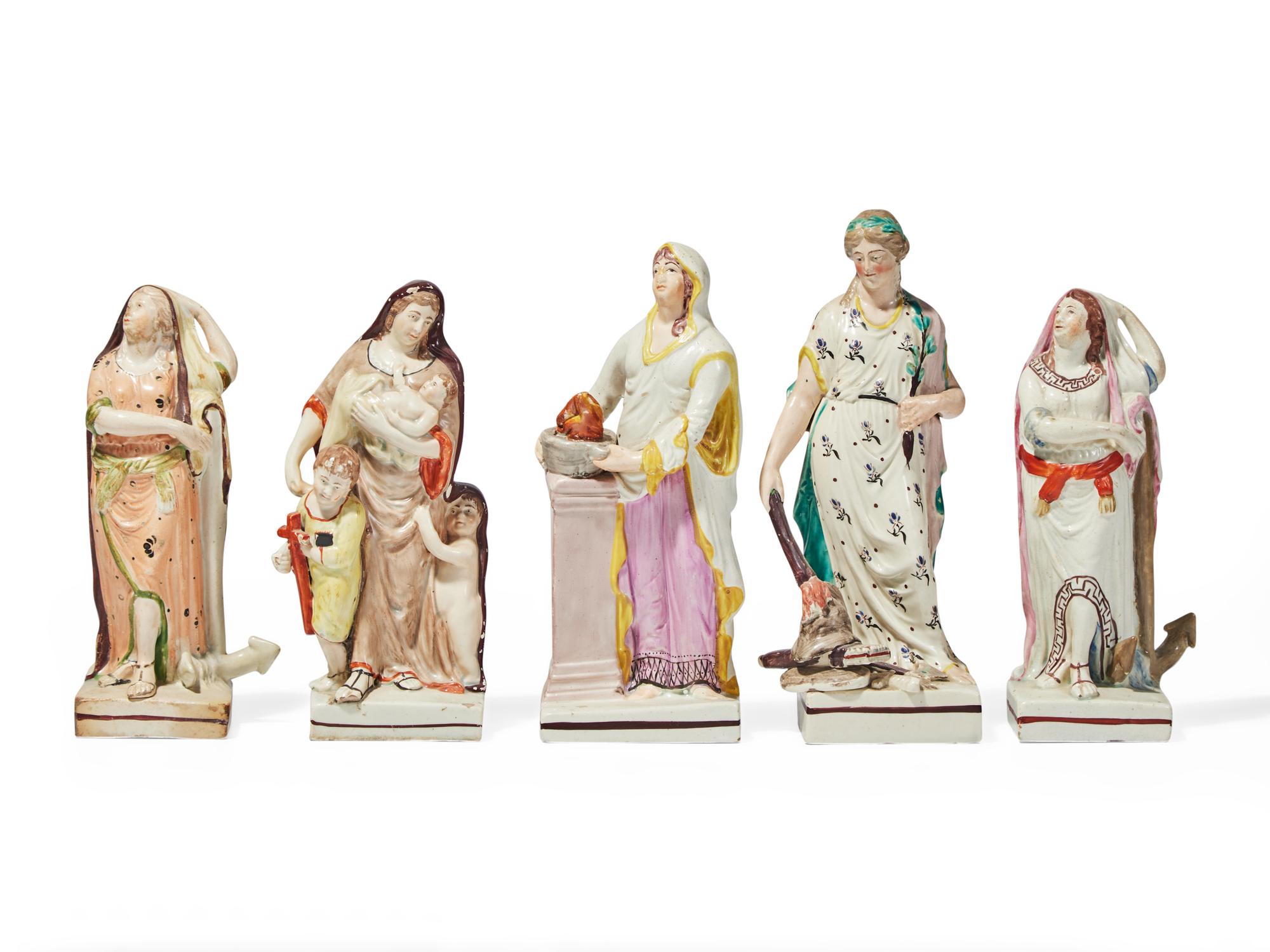 A collection of ten Staffordshire figures, England, late 18th / early 19th century