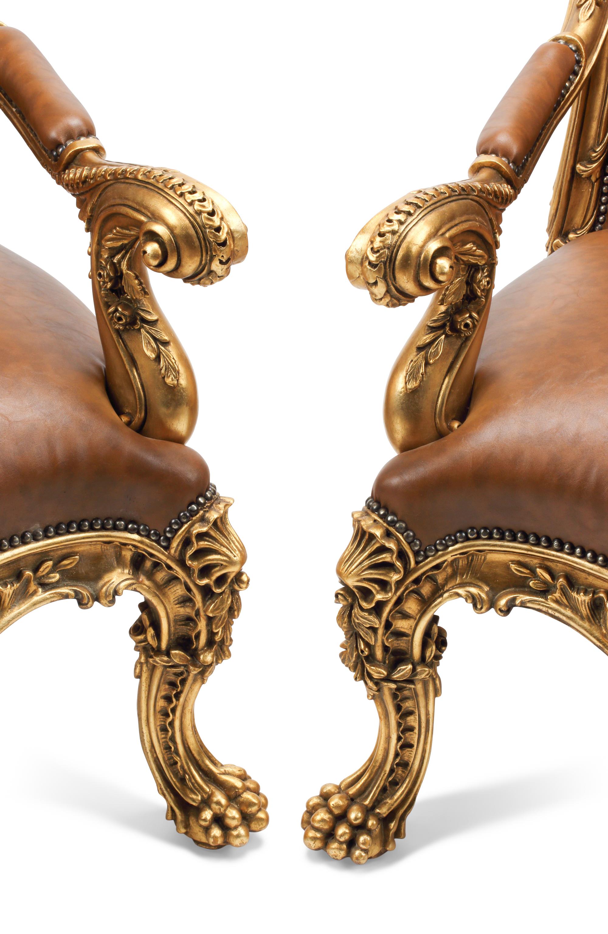 A Pair of Régence Style Giltwood Fauteuils
