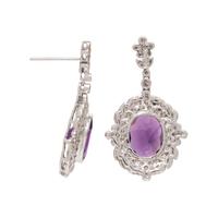 WHITE GOLD, AMETHYST AND DIAMOND EARRINGS