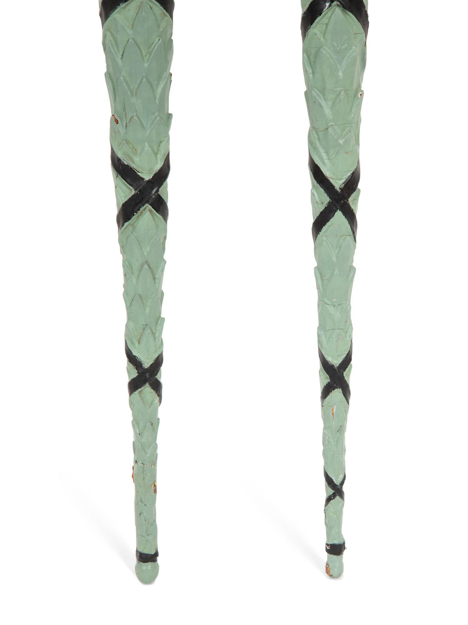 A Pair of Continental Carved and Painted Torch Wall Ornaments