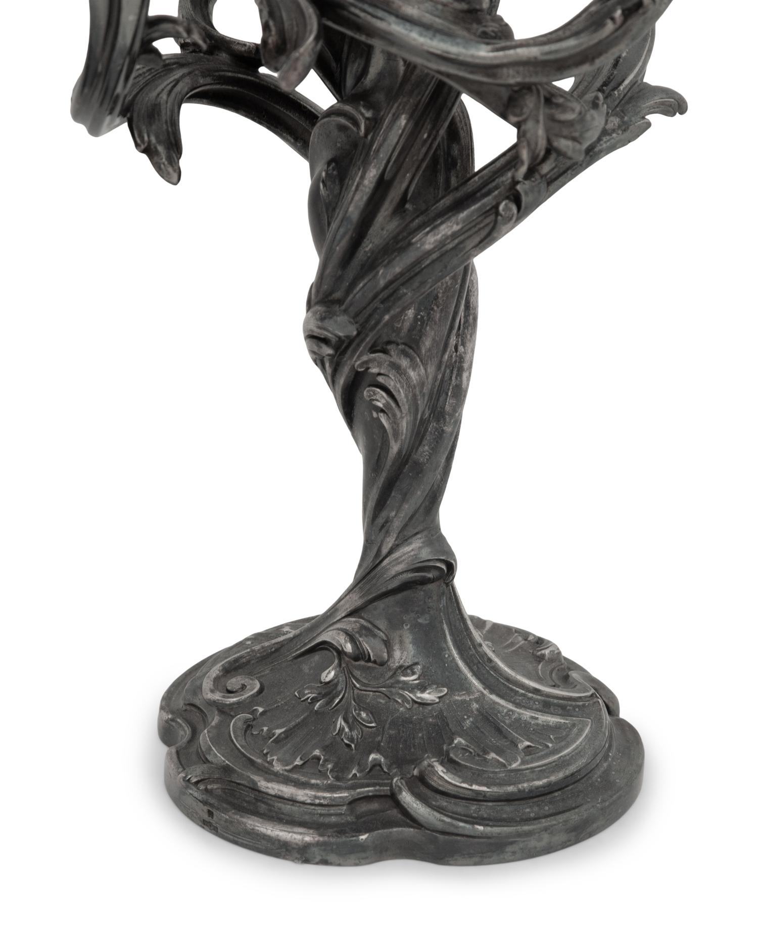 A Pair of Louis XV Style Silver-Plate Candelabra