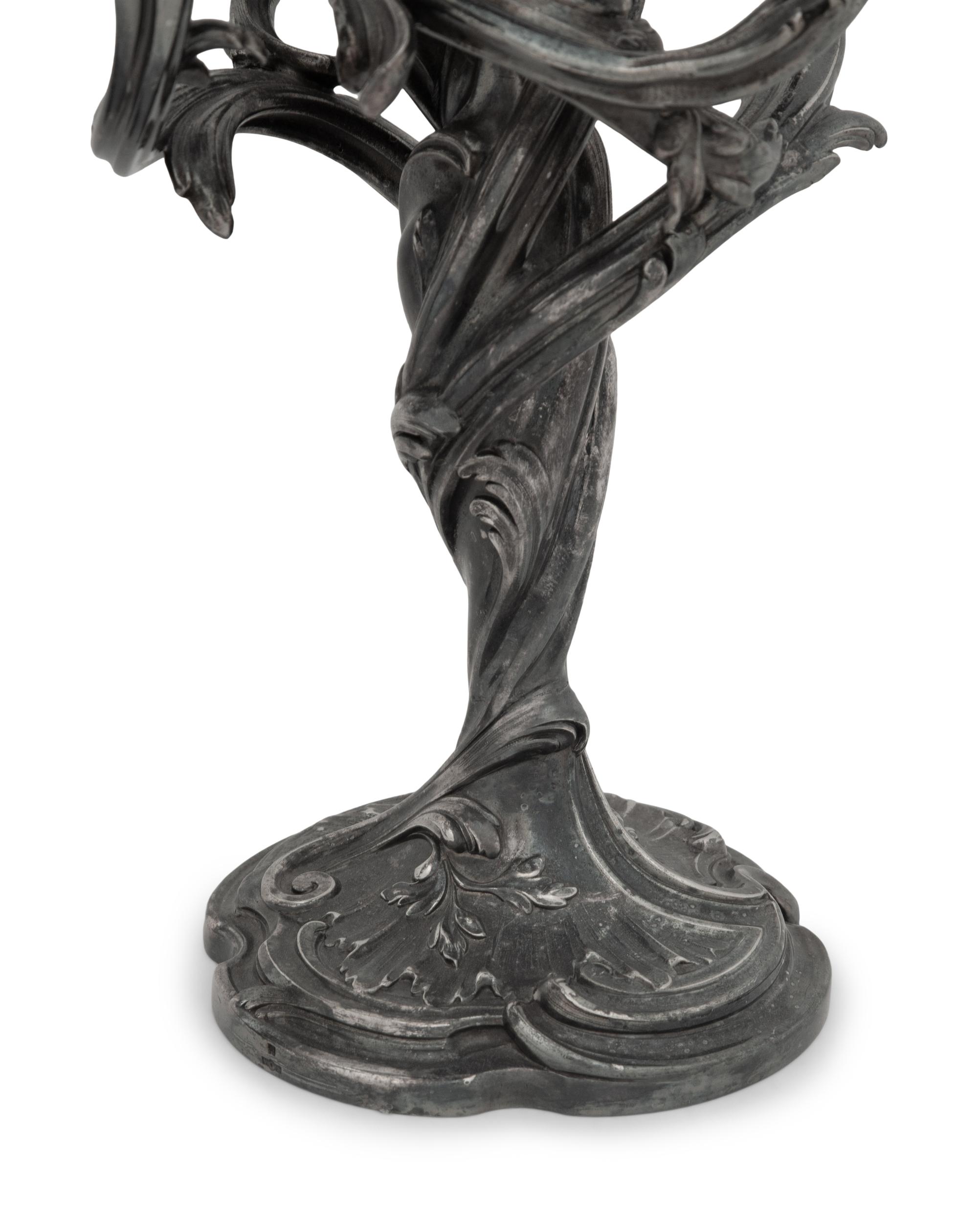 A Pair of Louis XV Style Silver-Plate Candelabra