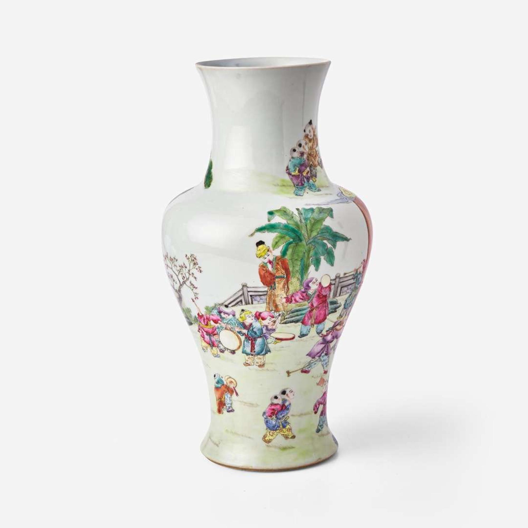 A Chinese famille rose-decorated baluster vase 粉彩棒槌瓶 Possibly Republic period ?????