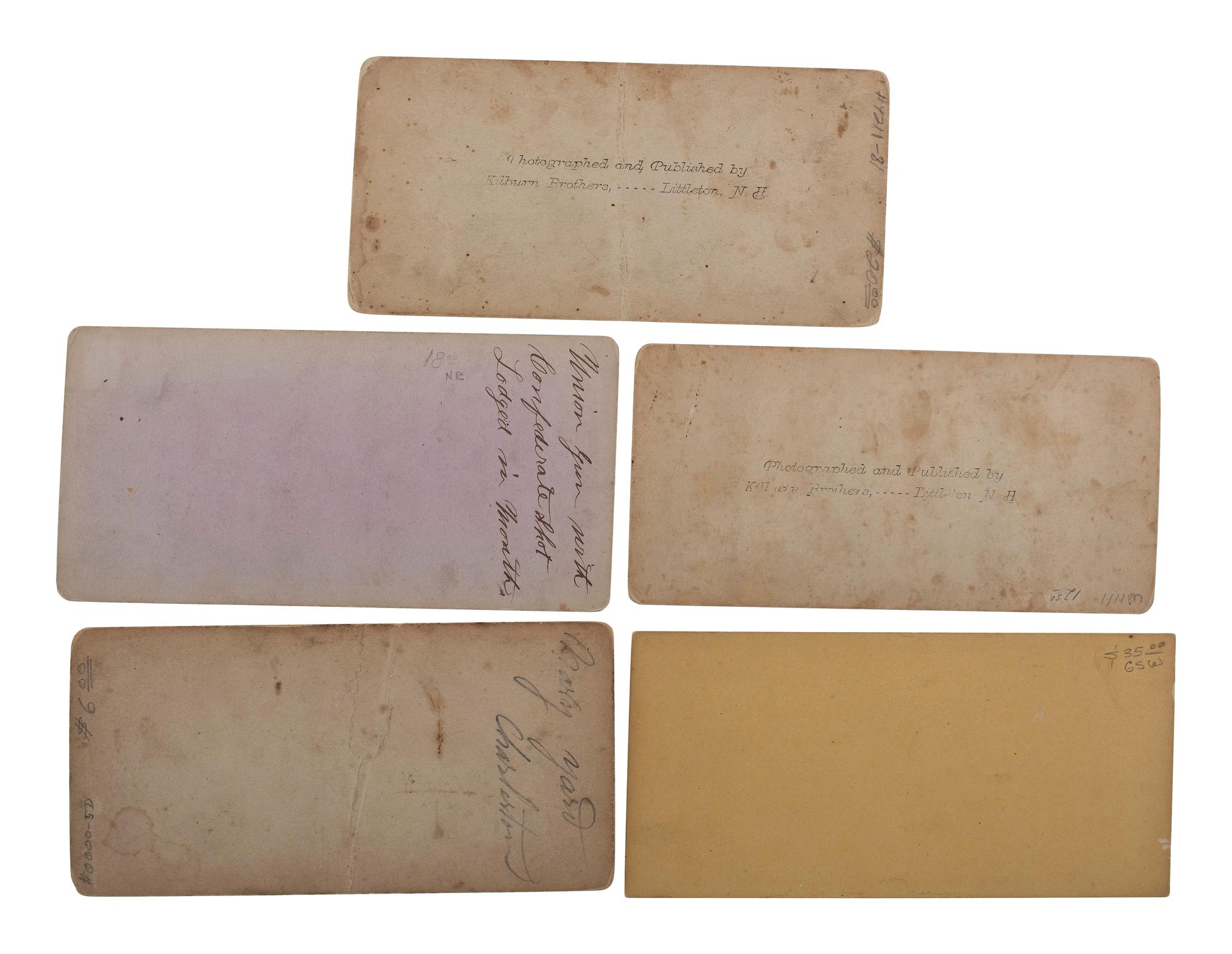 [CIVIL WAR]. A group of 5 stereoviews illustrating nautical and ordnance scenes, comprising: