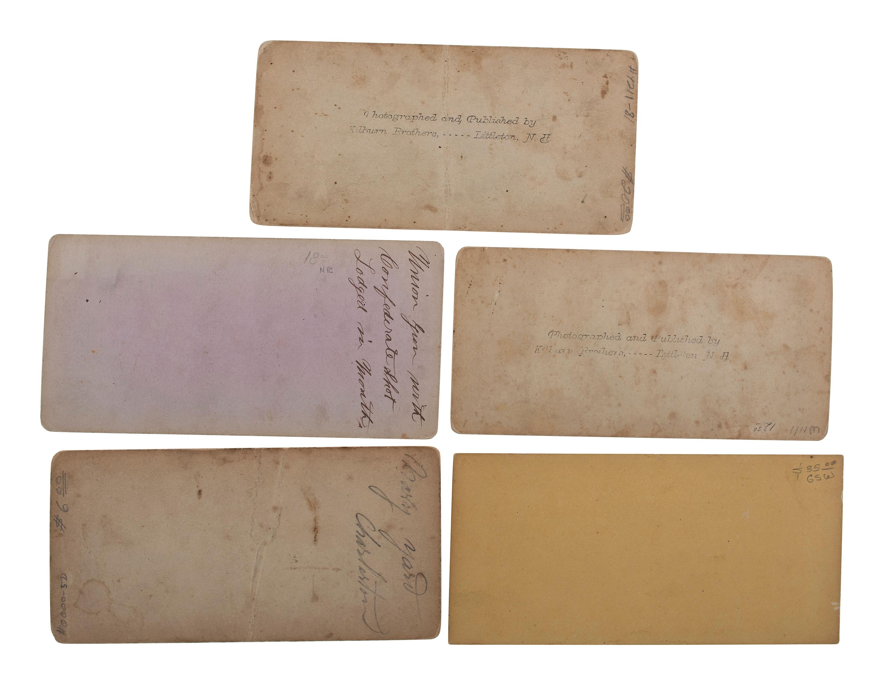 [CIVIL WAR]. A group of 5 stereoviews illustrating nautical and ordnance scenes, comprising: