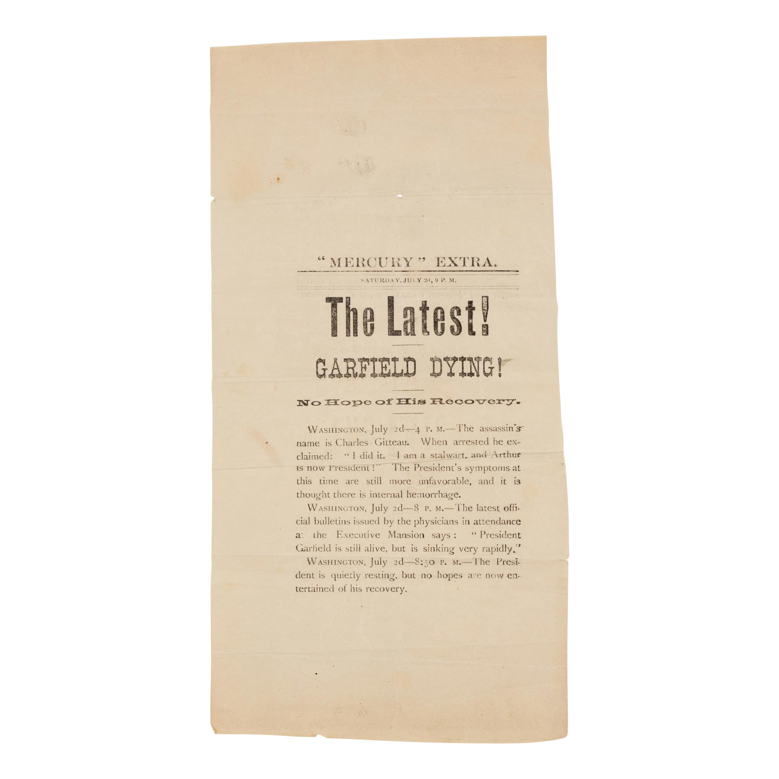 [PRESIDENTIAL DEATHS]. A group of 3 broadside extras, comprising: