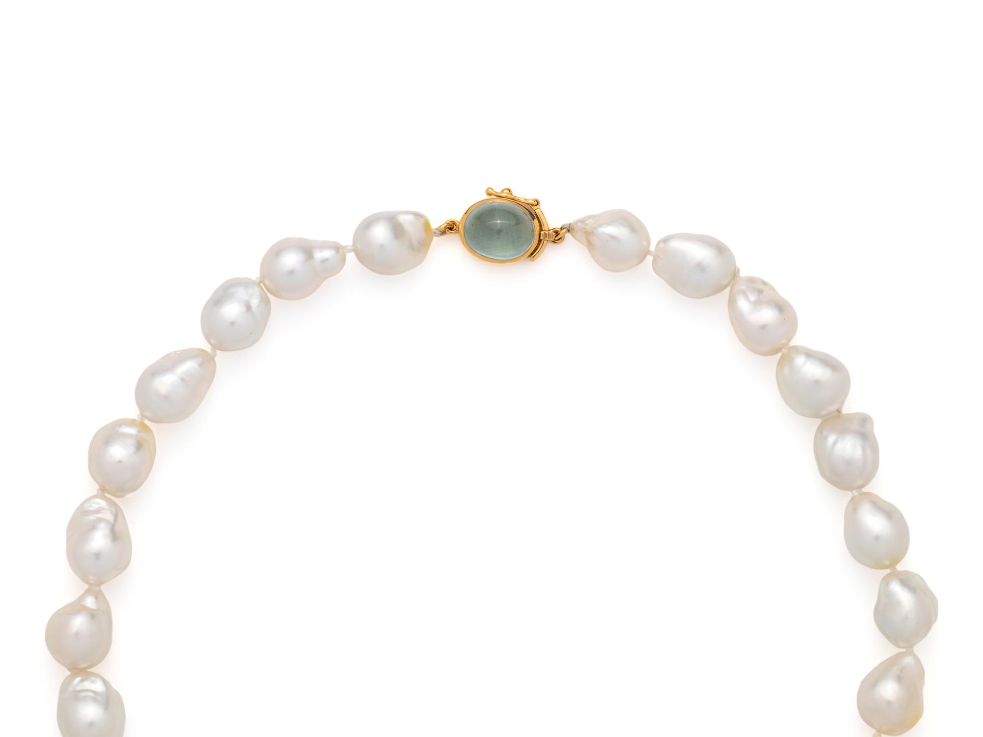 GUMP'S, CULTURED BAROQUE PEARL AND AQUAMARINE NECKLACE