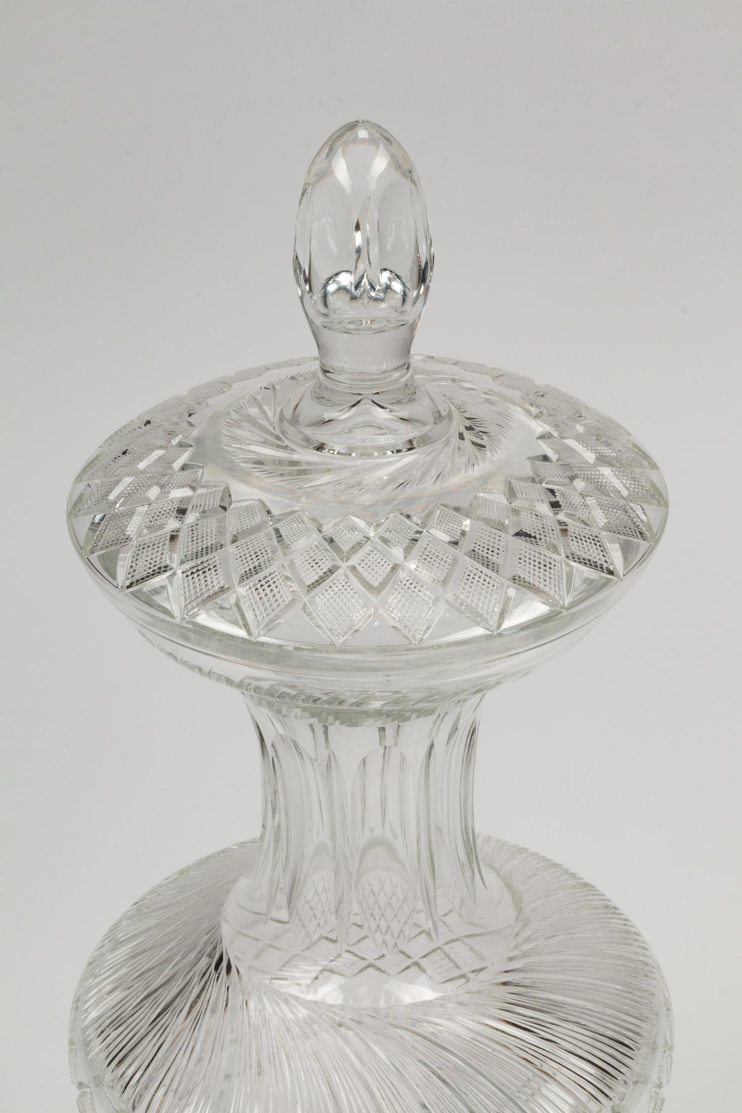A Pair of Continental Cut Glass Urns