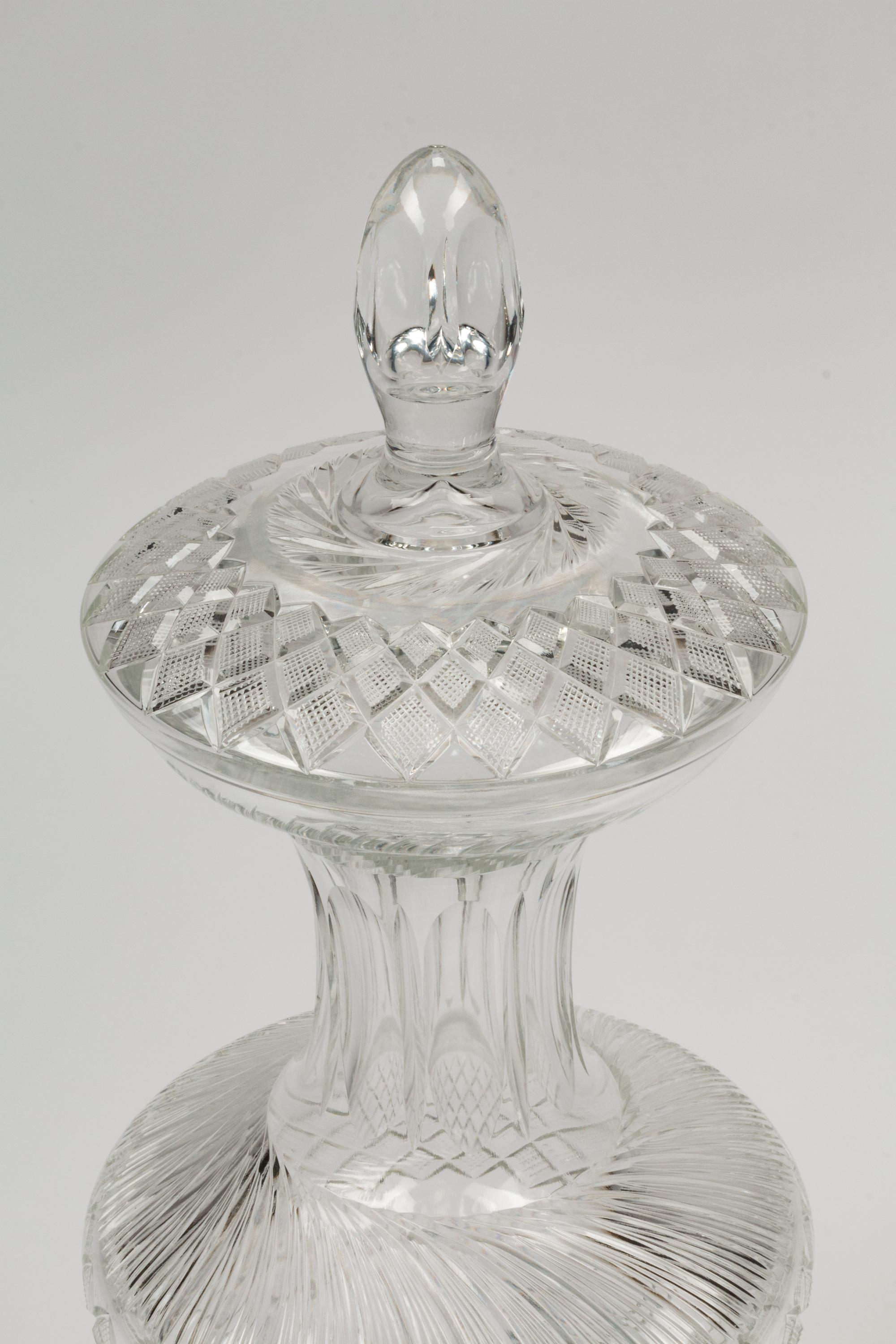 A Pair of Continental Cut Glass Urns