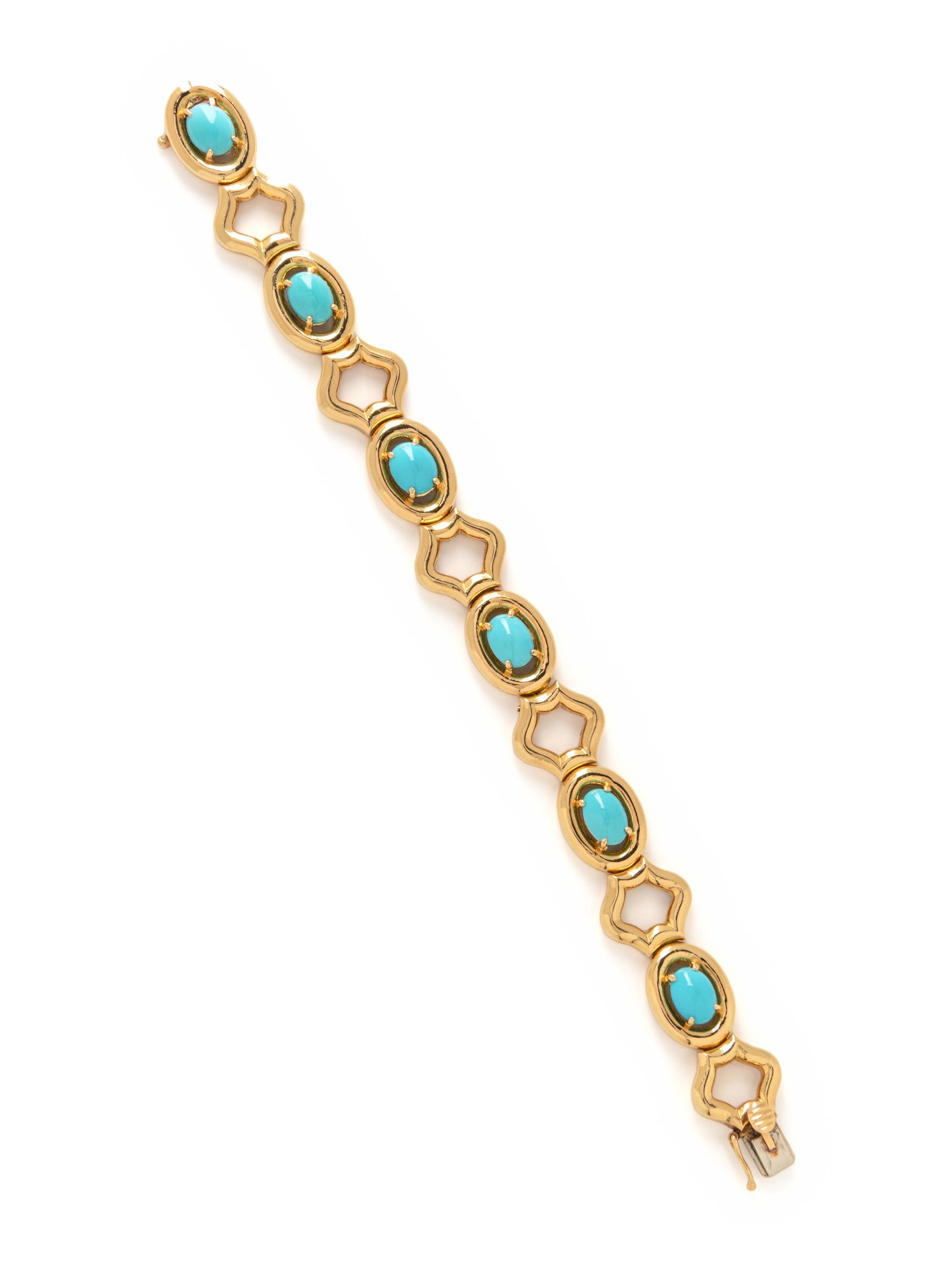 TIFFANY & CO., YELLOW GOLD AND TURQUOISE BRACELET