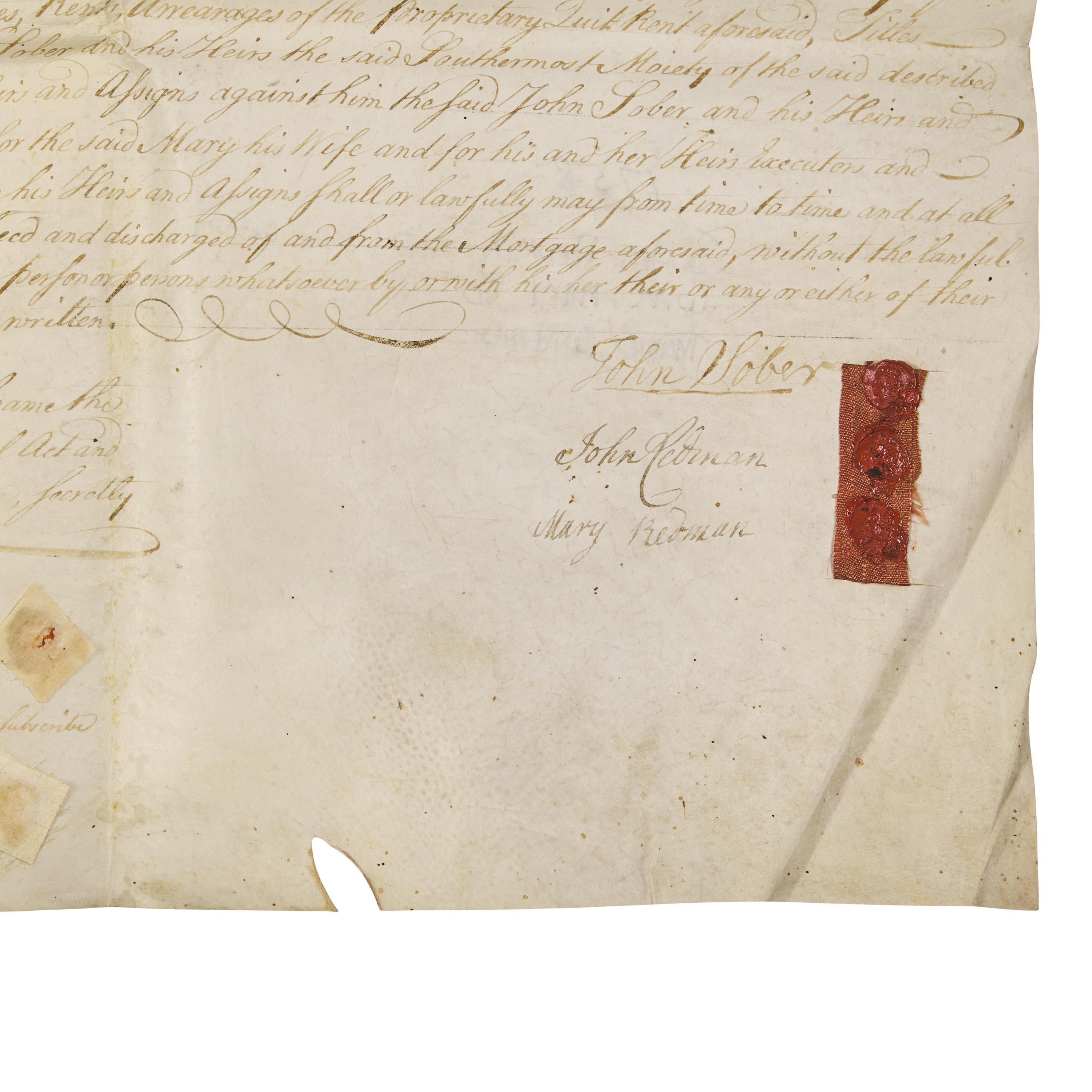[Philadelphia] [Willing, Thomas] Signed Philadelphia 1758 land indenture