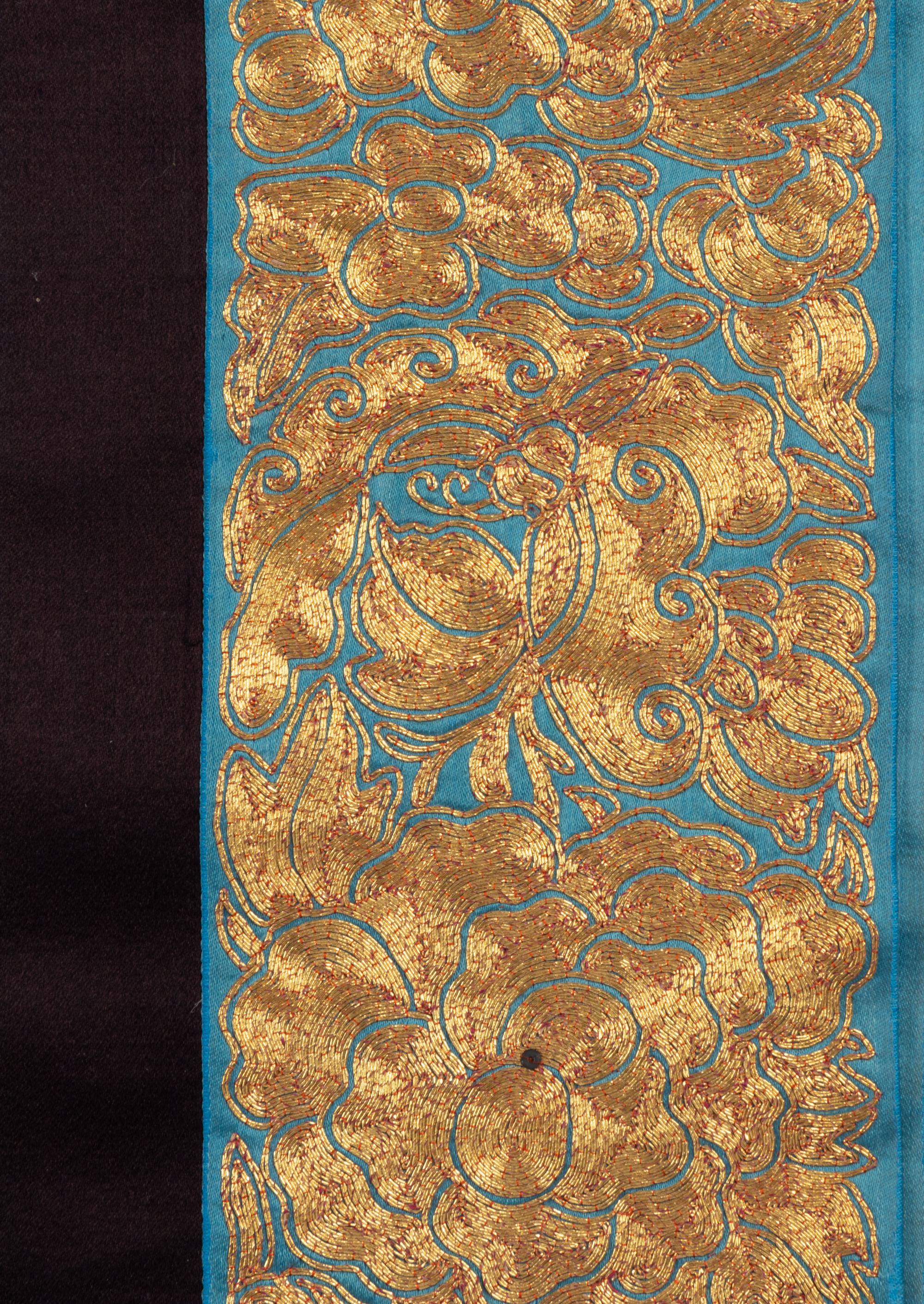 Two 'Sanlan' Black Ground Embroidered Silk Lady's Coats