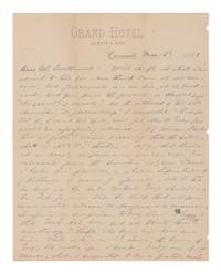 BOOTH, Edwin (1833-1893). Autograph letter signed ("Edwin Booth") to Luke Lockwood describing an attempted assassination by a theatergoer, Cincinnati, 2 March 1882.