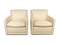 A Set of Four A. Rudin Leather Swivel Chairs — 21ST CENTURY