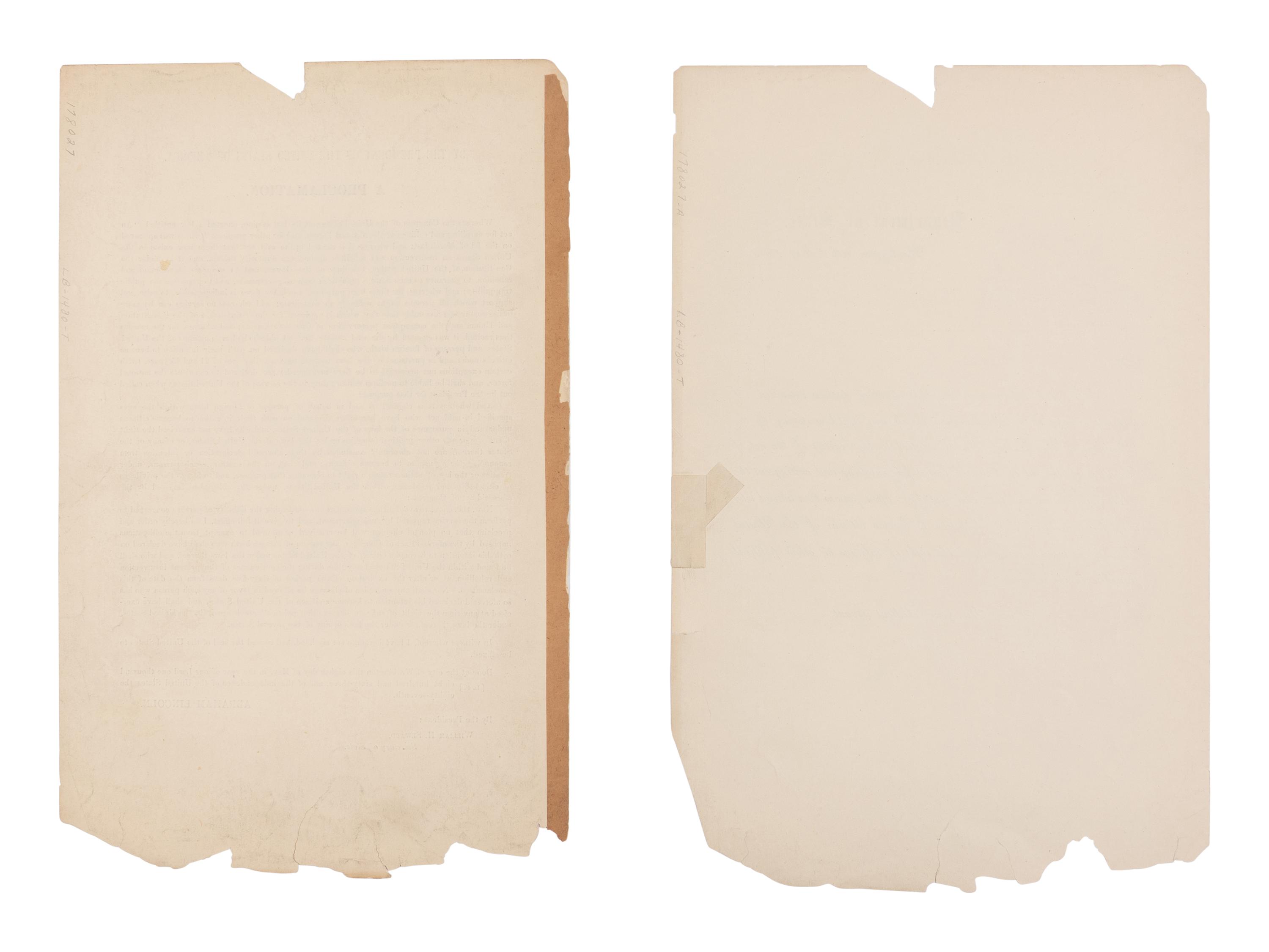 LINCOLN, Abraham (1809-1865). By the President of the United States. A Proclamation . Washington, D.C.: Department of State, 9 May 1863.