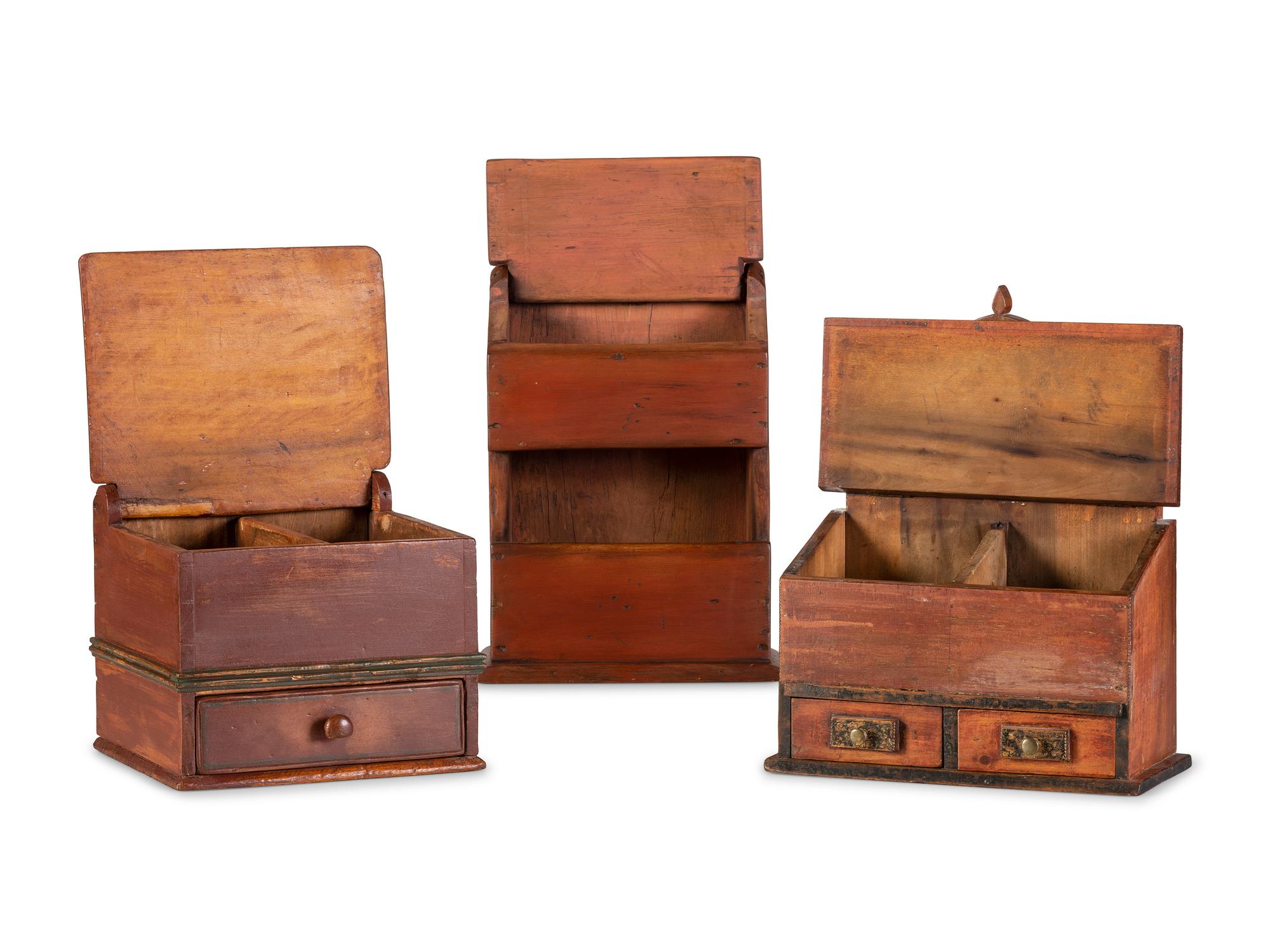 Three Painted Hanging Wall Boxes