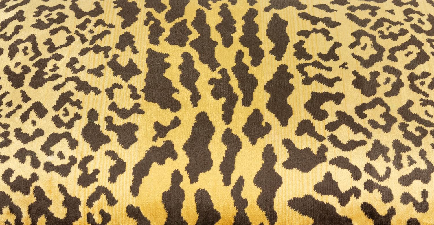 An Italian Neoclassical X-form Parcel Gilt Stool with Leopard Print Upholstered Seat