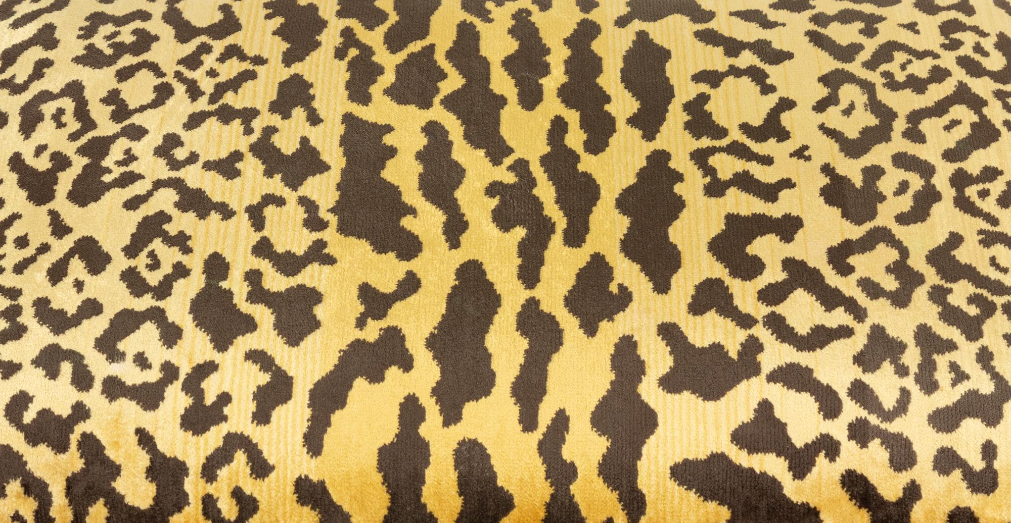 An Italian Neoclassical X-form Parcel Gilt Stool with Leopard Print Upholstered Seat
