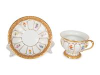 Ten Meissen and Style of Porcelain Teacups and Saucers — 19TH/20TH CENTURY