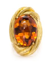 An 18 Karat Yellow Gold and Citrine Ring, Henry Dunay, 19.35 dwts.