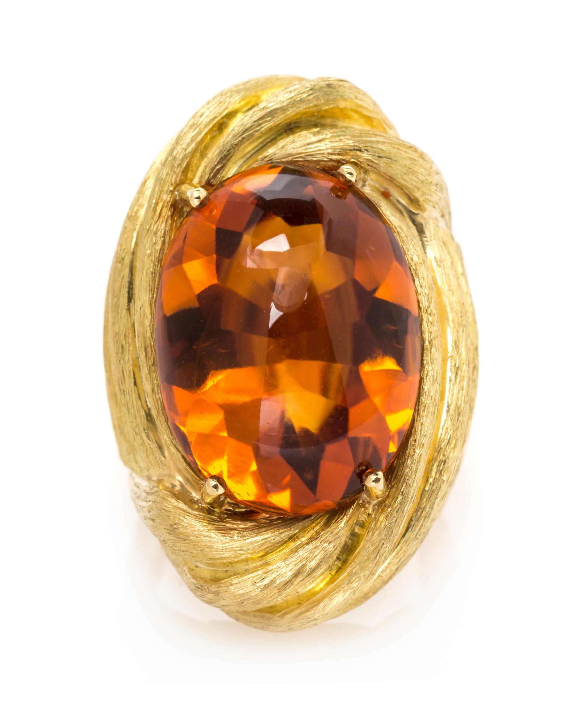 An 18 Karat Yellow Gold and Citrine Ring, Henry Dunay, 19.35 dwts.
