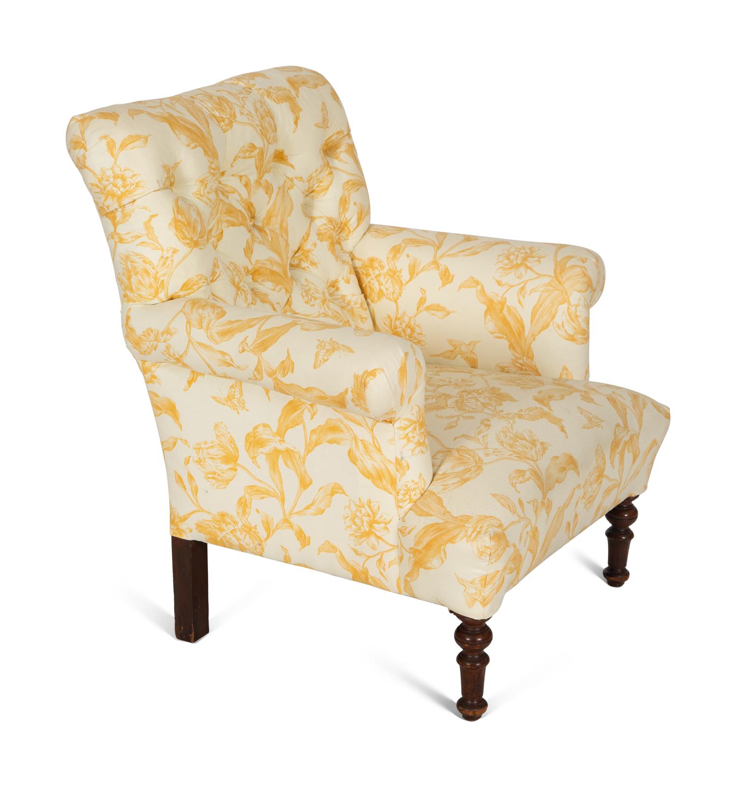 A William IV Style Button Tufted Mahogany Easy Chair