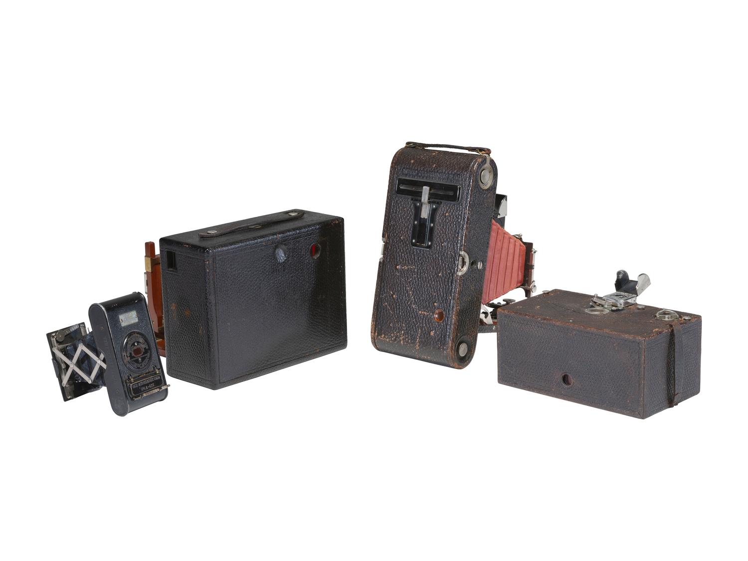 [CAMERAS]. A selection of Kodak cameras, incl. Brownie No. 2 and green Beau Brownie Art Deco camera.