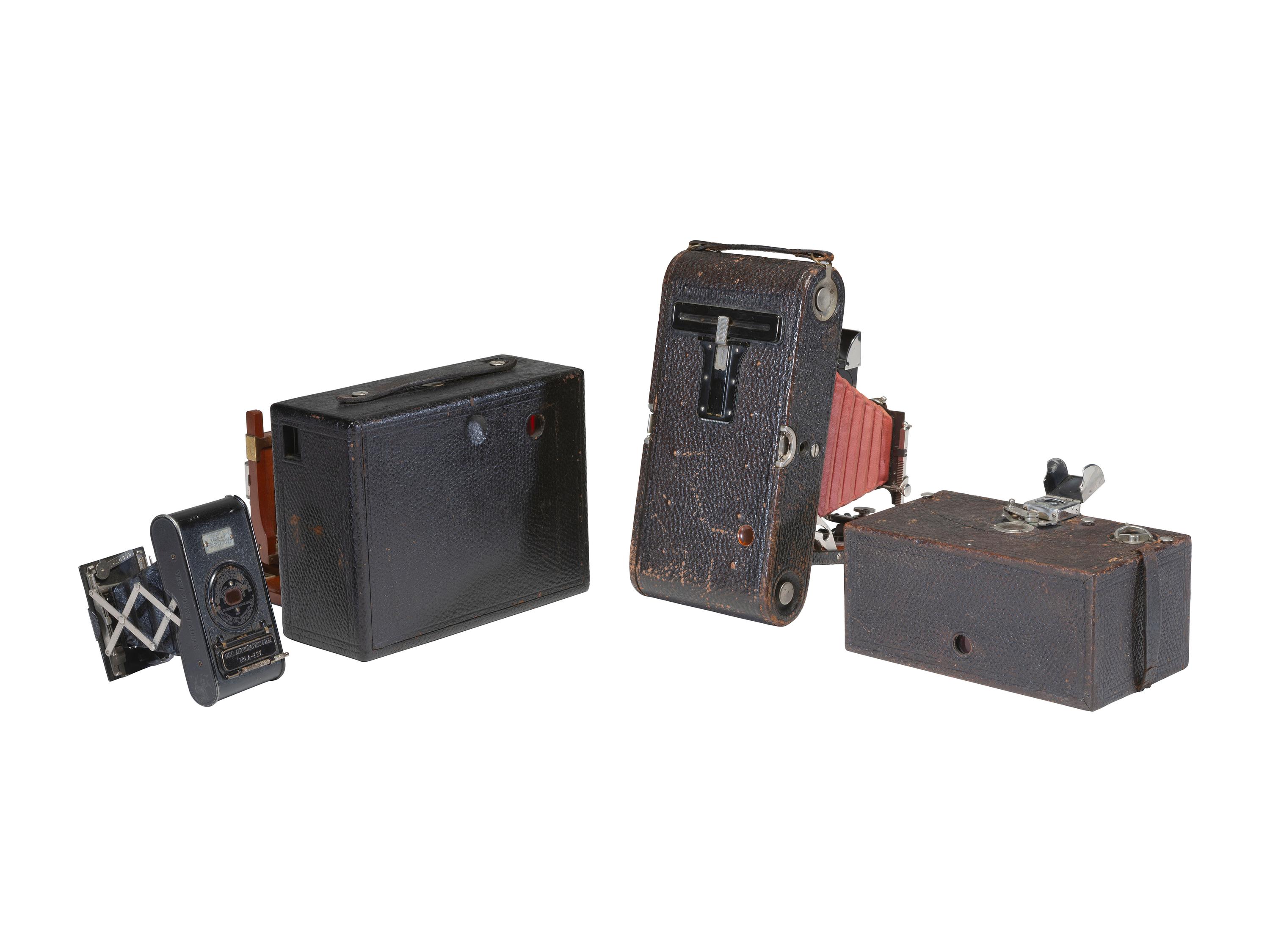 [CAMERAS]. A selection of Kodak cameras, incl. Brownie No. 2 and green Beau Brownie Art Deco camera.