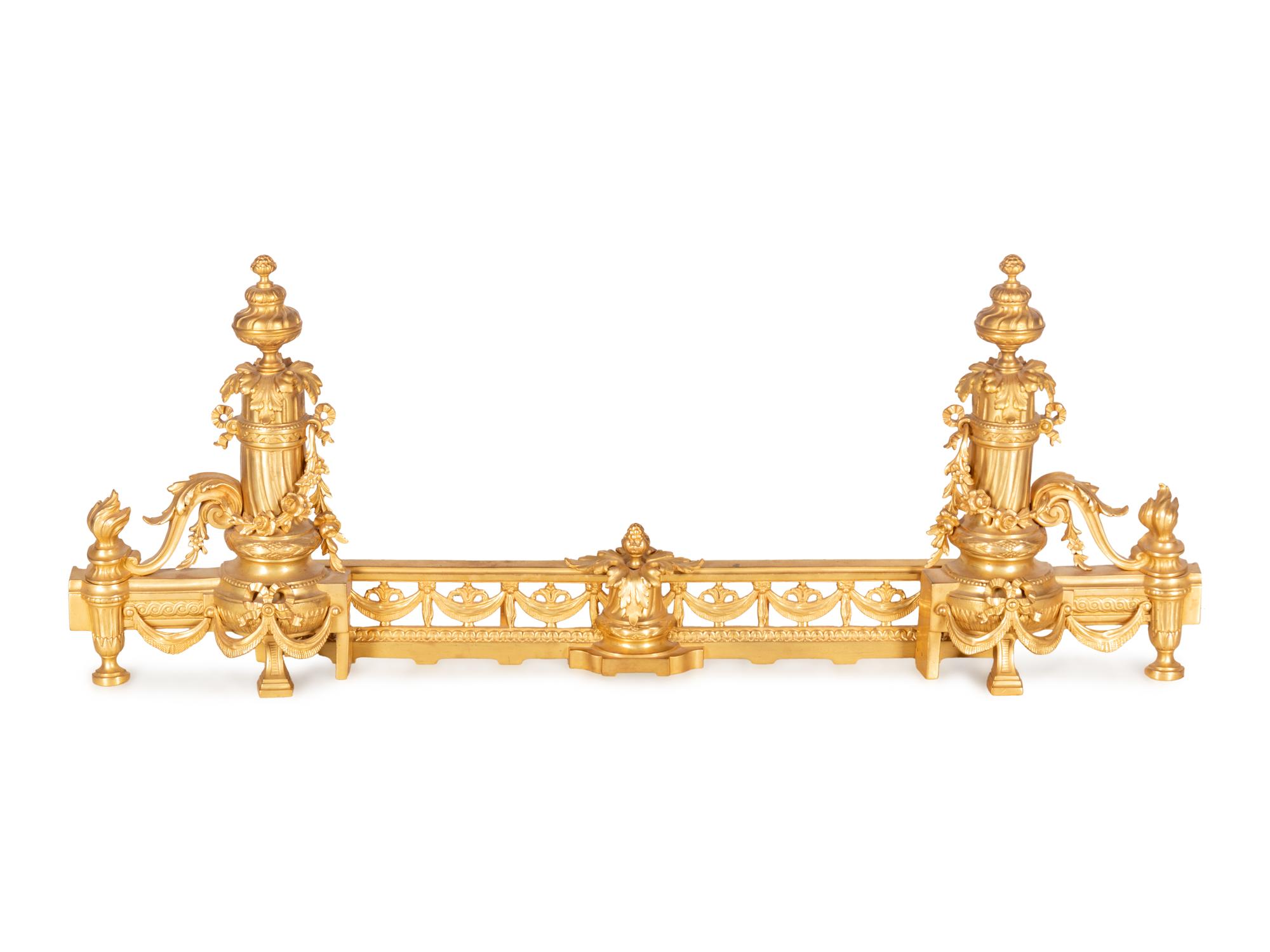 A Napoleon III Style Gilt Bronze Fireplace Suite