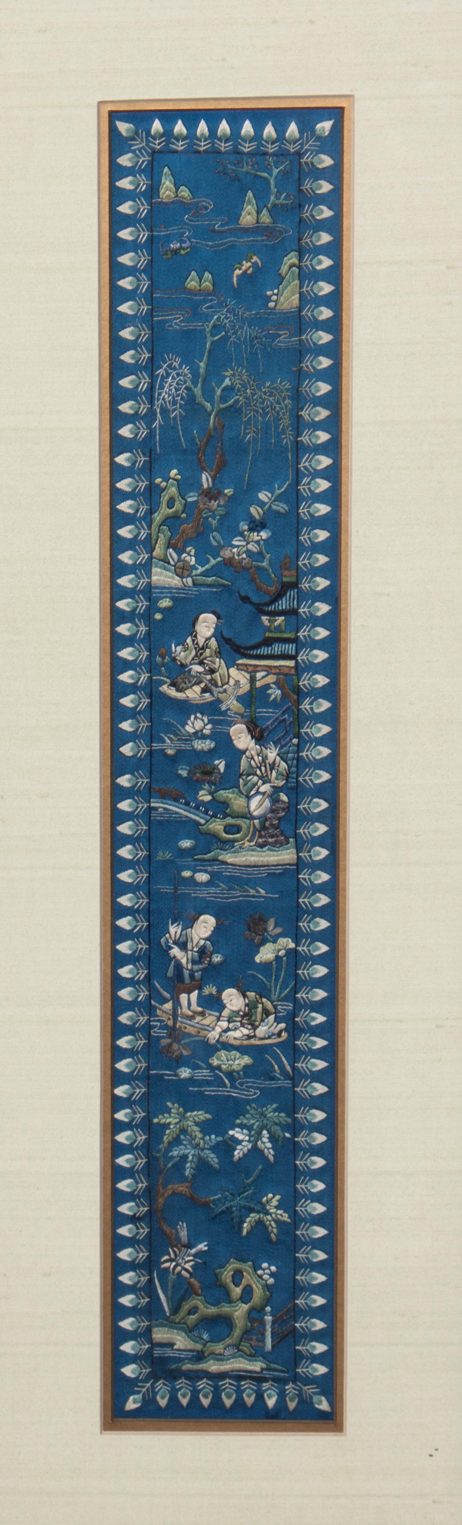 A Group of Chinese Embroidered Panels Height of largest 17 1/2 x width 7 1/2 inches. — 20TH CENTURY
